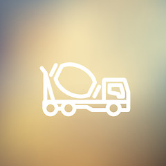 Image showing Concrete mixer truck thin line icon