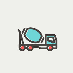 Image showing Concrete mixer truck thin line icon