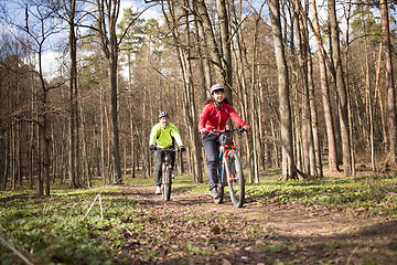 Image showing Active family biking