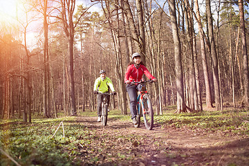 Image showing Young people riding bikes