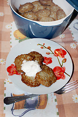 Image showing national Ukrainian dish potato pancakes
