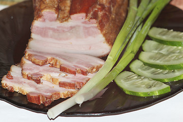 Image showing fresh cooked meat with spring onions