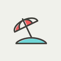 Image showing Beach umbrella thin line icon