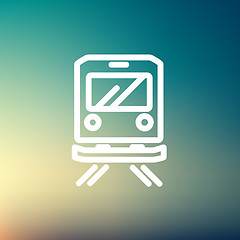 Image showing Back view of the train thin line icon