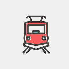 Image showing Front view of the train thin line icon