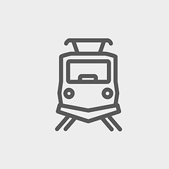 Image showing Front view of the train thin line icon