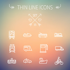 Image showing Transportation thin line icon set