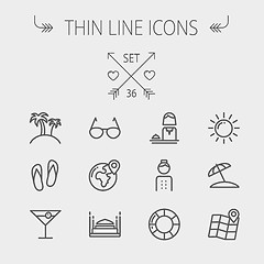 Image showing Travel thin line icon set