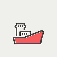 Image showing Cargo vessel thin line icon