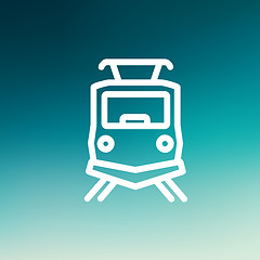 Image showing Front view of the train thin line icon