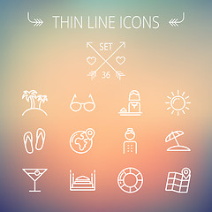 Image showing Travel thin line icon set