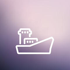 Image showing Cargo vessel thin line icon