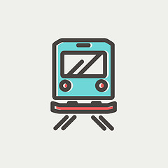 Image showing Back view of the train thin line icon