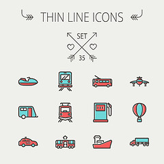Image showing Transportation thin line icon set