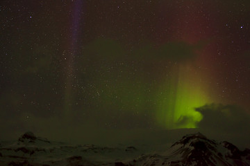 Image showing Different colors of northern lights in Iceland