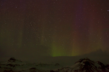 Image showing Different colors of northern lights in Iceland