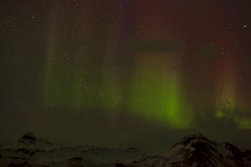 Image showing Different colors of northern lights in Iceland