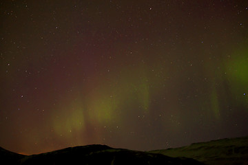 Image showing Different colors of northern lights in Iceland