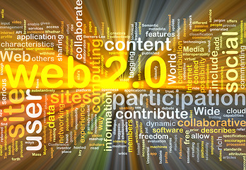 Image showing web 2.0 wordcloud concept illustration glowing