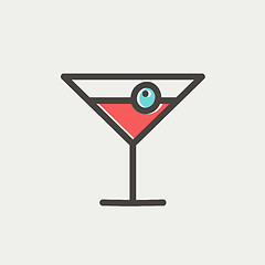 Image showing Cocktail drink with cherry thin line icon