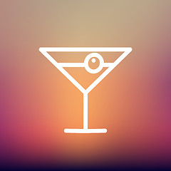 Image showing Cocktail drink with cherry thin line icon