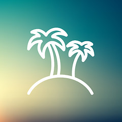 Image showing Two palm trees thin line icon