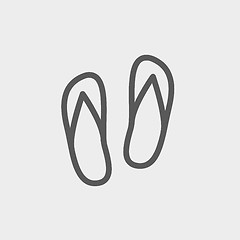 Image showing Beach slippers thin line icon