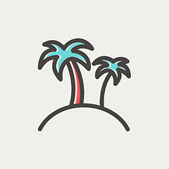 Image showing Two palm trees thin line icon