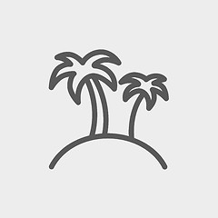 Image showing Two palm trees thin line icon