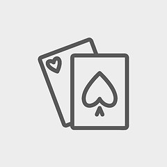 Image showing Playing cards thin line icon