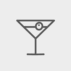 Image showing Cocktail drink with cherry thin line icon