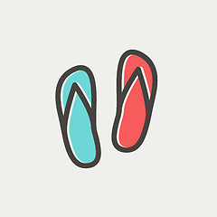 Image showing Beach slippers thin line icon