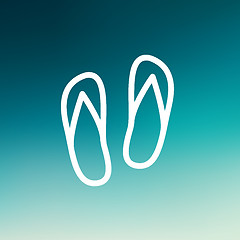 Image showing Beach slippers thin line icon