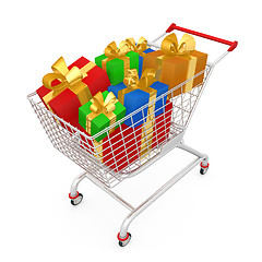 Image showing Shopping Cart With Presents