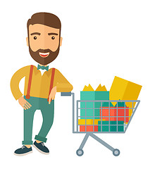 Image showing Man with shopping cart