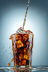 Image showing Cola pouring in a glass