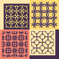 Image showing Set of four seamless patterns. Vintage geometric ornaments. 