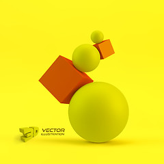 Image showing Composition of 3d geometric shapes. Vector Illustration.  