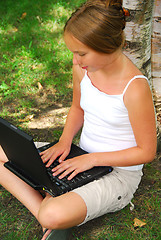 Image showing Girl computer