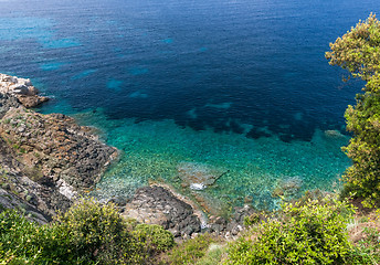 Image showing Island of Elba, sea and rocks