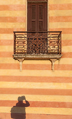 Image showing door with balcony in venetian style on Verona street