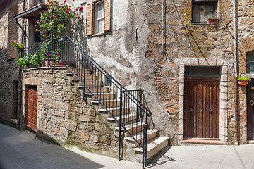 Image showing italian patio in old  village Pitigliano