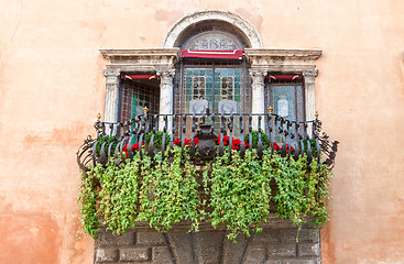 Image showing typical decorative balcony in the old town 