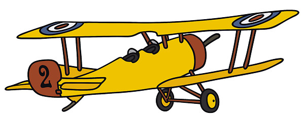 Image showing Yellow vintage biplane