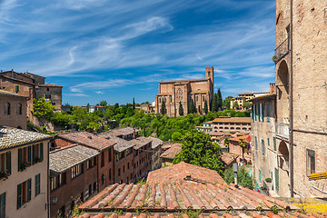 Image showing Panoramic view from the roof of town, Lake Garda