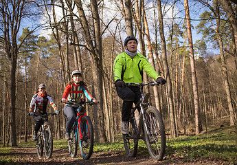 Image showing Active family biking