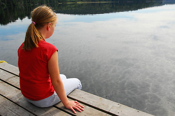 Image showing Girl child dock