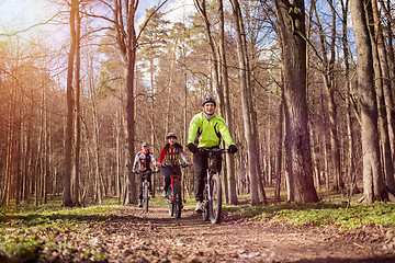 Image showing Young people riding bikes