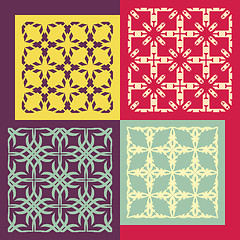 Image showing Set of four seamless patterns. Vintage geometric ornaments. 