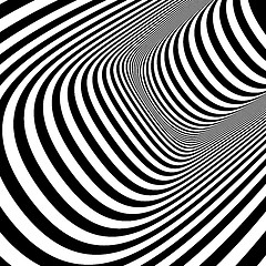 Image showing Black and white abstract striped background. Optical Art. 